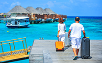 Arriving in the Maldives.